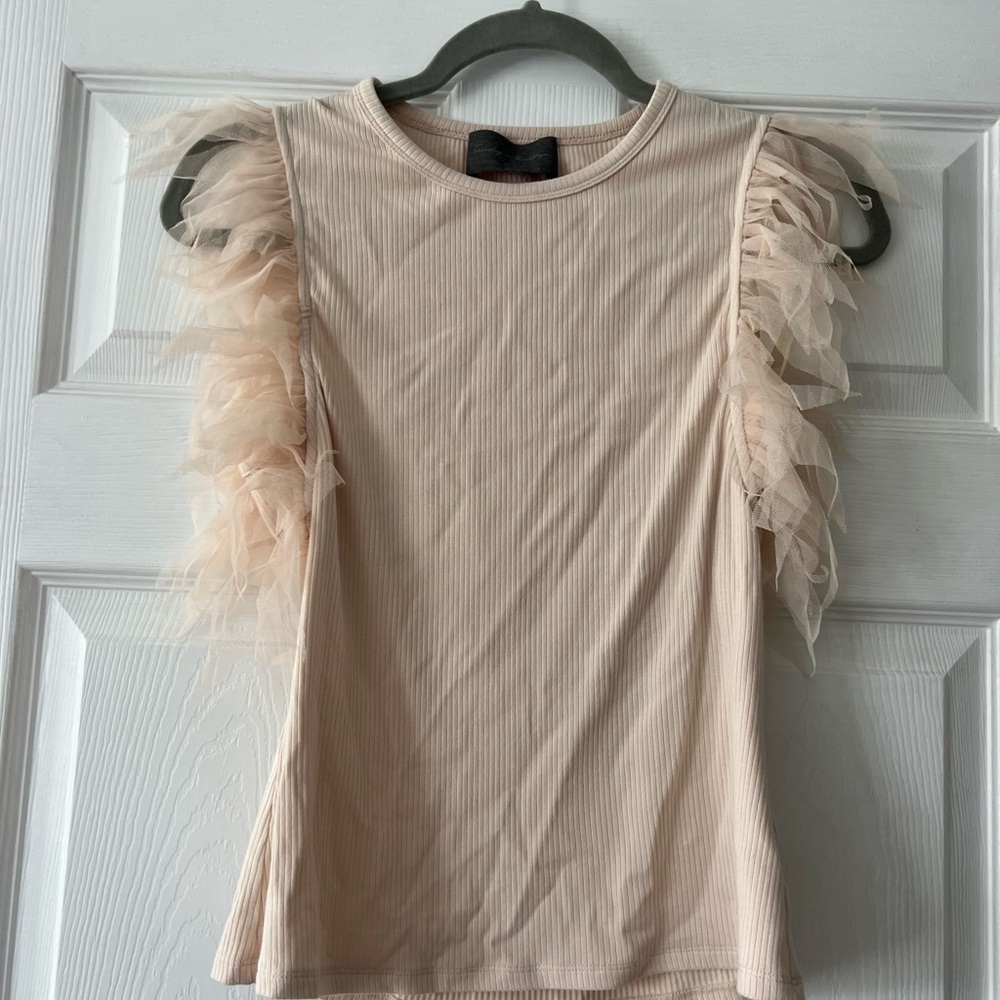 Elegant Cream Ruffle Sleeve Top